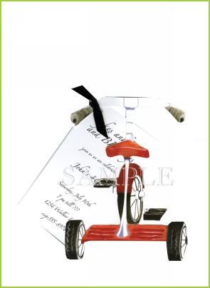 Tricycle with ribbon tag